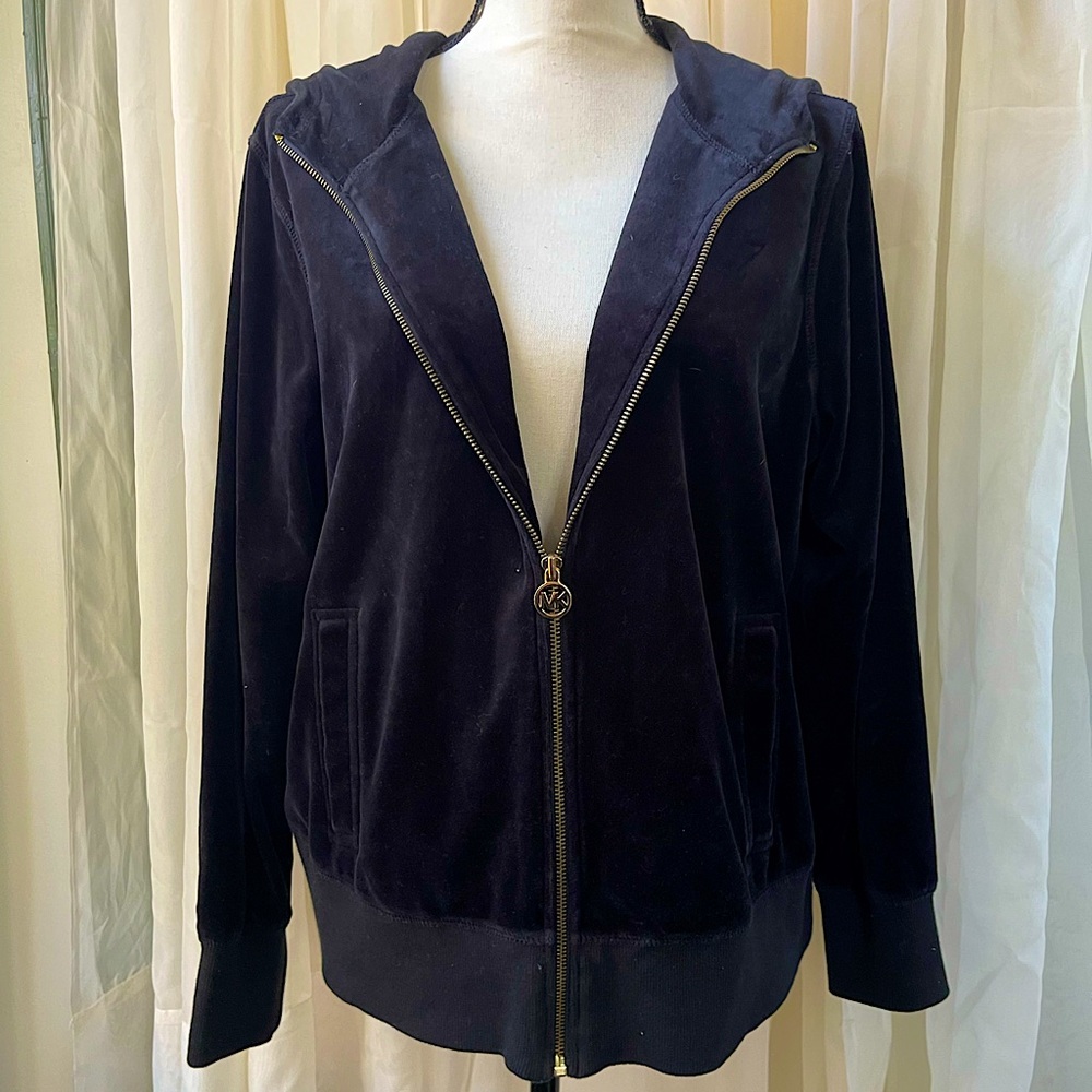 Y2K Micheal Micheal Kors Black Velvet Tracksuit Top